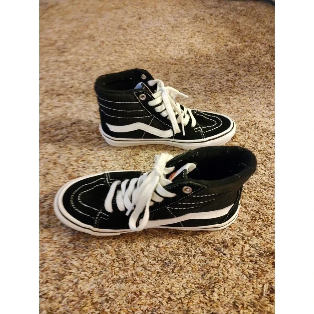 Vans Skate Sk8-Hi High Top PopCush Black White Sneakers Men 5.5 Women 7